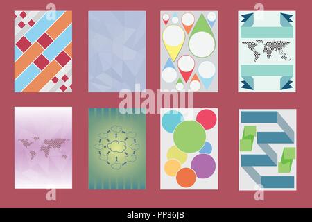 Set of Flyer, Brochure Design Templates. Geometric Triangular Abstract Modern Backgrounds. Applications and Online Services. Infographic Concept. Stock Vector