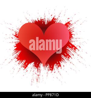 Template with heart and splashes in the background. Stock Vector
