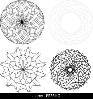 Vector illustration of four beautiful decorative patterns. Stock Vector