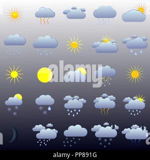 Vector illustration of a set of 25 icons forecasts. Stock Vector