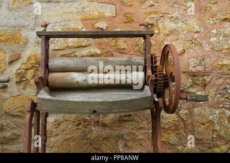 Antique cider apple press Stock Photo