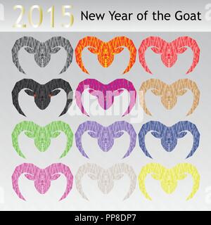 Vector illustration of a goat's head in landfills, the symbol of the new year. Stock Vector