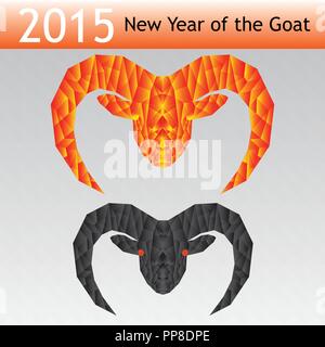 Vector illustration of a goat's head in landfills, the symbol of the new year. Stock Vector