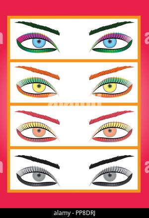 Vector illustration of a glamorous eye, made in bright colors. Stock Vector