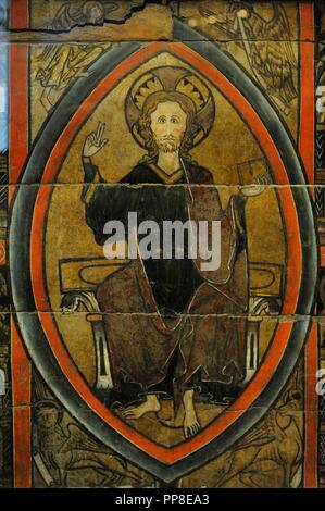 Norway. Middle Ages. Altar frontal. Detail. Christ in Majesty. Heddal church, Notodden, Telemark. c. 1250. Historical Museum. Oslo. Norway. Stock Photo