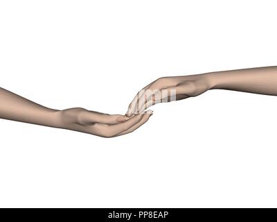 Hands touching each other. 3D. Vector illustration. Stock Vector