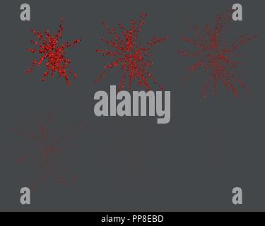 Exploding fireworks. Explosion animation. Confetti. Vector illustration. Stock Vector