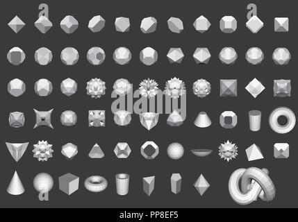 Set of 64 geometric shapes. Polygon. Figures for the logo. Vector illustration. Stock Vector