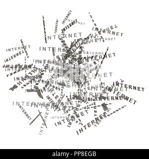 A bunch of internet words are located chaotically. 3D. Vector illustration. Stock Vector