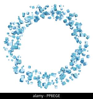 Vector illustration of a circle consisting of squares. A template with a place for text. 3D. Stock Vector