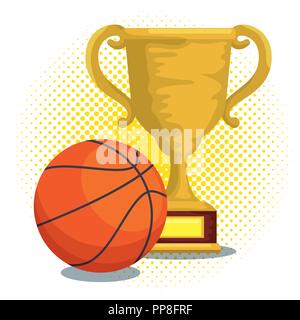 sport trophy cup champions with basket ball Stock Vector