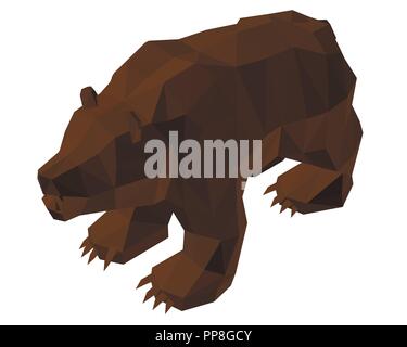 Polygonal bear. 3D. Isometry. Vector illustration. Stock Vector
