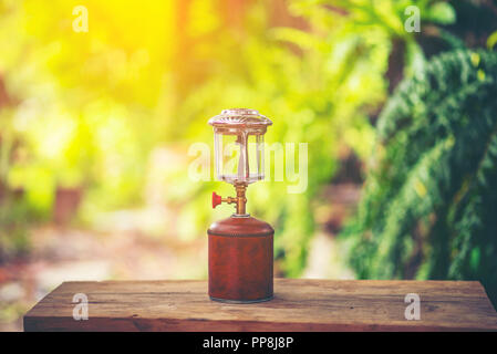 vintage Camping Lamp, outdoor tools Stock Photo