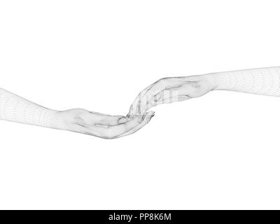 two hands reaching for each other sketch