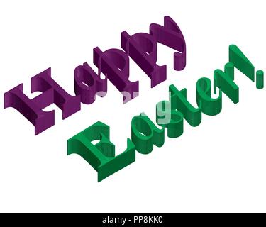 3d inscription Happy Easter. Congratulation on Easter. Happy Easter inscription isolated on white background. Vector illustration. Stock Vector