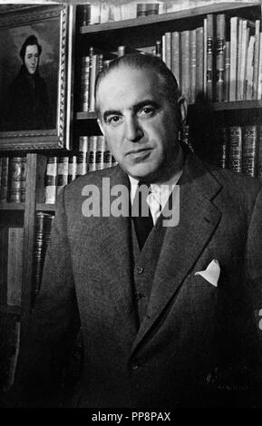 PORTRAIT OF DOCTOR GREGORIO MARAÑON IN HIS LIBRARY, 1950s. Location: CASA DE GREGORIO MARAÑON. MADRID. SPAIN. Stock Photo