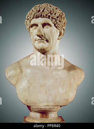 Bust of Mark Antony (Marcus Antonius) (83-30 BC), Roman politician and general.. Vatican museum. Location: MUSEOS VATICANOS-MUSEO PIO CLEMENTINO. VATICANO. Stock Photo