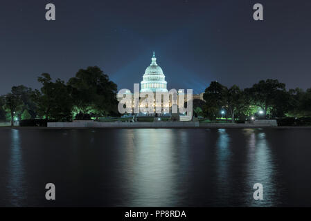 Night view of United States Capitol building at night, Washington DC Stock Photo