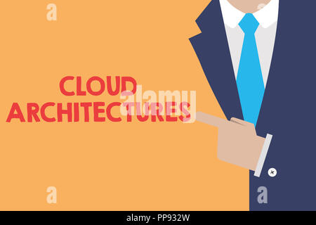 Writing note showing Cloud Architectures. Business photo showcasing Various Engineered Databases Softwares Applications. Stock Photo