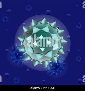Vector 3D Model HIV Virus Particle Drawing - Human Immunodeficiency ...