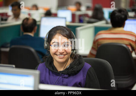 Indian Call centre staff Stock Photo