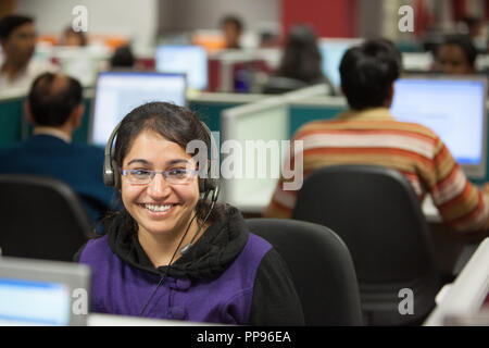 Indian Call centre staff Stock Photo