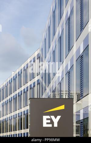 Kirchberg, Luxembourg - July 21, 2018: Ernst & Young offices building. Ernst & Young  is one of the largest professional services firm in the world Stock Photo