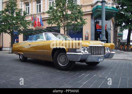 VILNIUS, LITHUANIA-JUNE 10, 2017: 1965 Cadillac Deville (Third generation) at the city streets. Stock Photo