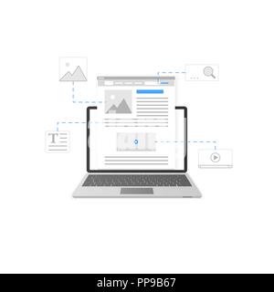 Blog. Blogging and content marketing template design. Website development concept. Vector illustration Stock Vector