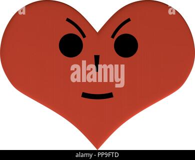 Heart with an expression. Heart with an evil expression. 3D. Vector illustration of a heart with an expression. Stock Vector