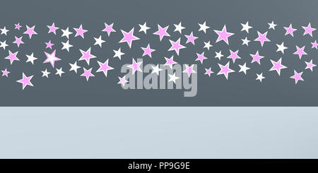 pink starfield on a colored surface - geometric shapes backdrops Stock Photo