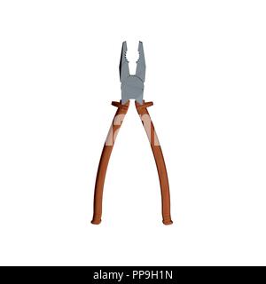 Orange pliers on white background, isolated. Vector illustration. Stock Vector