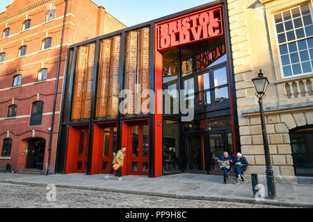 People wait outside the newly renovated Bristol Old Vic theatre in Bristol, where the oldest continuously working theatre in the English speaking world, built in 1766, is reopening to the public after a £26M renovation project. Stock Photo