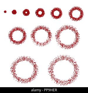 Animation with increasing rings of 3D squares. Vector illustration. A sequence with circles consisting of squares. Set of rings from cubes. Stock Vector