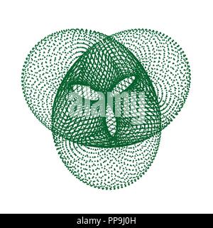 Geometric figure torus knot. Torus knot consists of a set of diamonds 3D. Vector illustration. Stock Vector