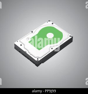 The hard disk is isometric. 3D. Vector illustration. Stock Vector