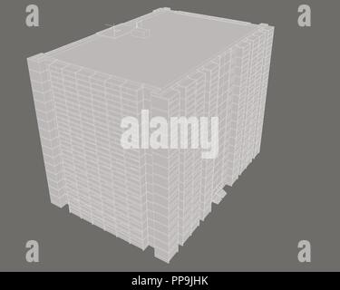 Model of a multi-storey building. The building is isometric. Vector illustration. Stock Vector