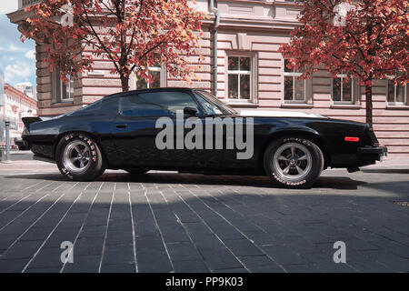 VILNIUS, LITHUANIA-JUNE 10, 2017: 1975 Chevrolet Camaro Sport Coupe (Second generation) at the city streets. Stock Photo