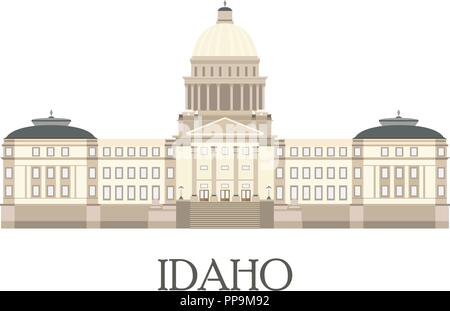 Flat isolated illustration of the Idaho State Capitol. Flat style vector. Stock Vector