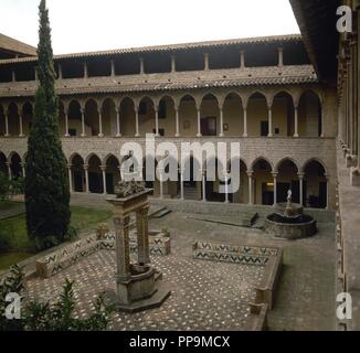 Royal Monastery of Saint Mary of Pedralbes. Founded in 14th century. Gothic cloister. Barcelona, Catalonia, Spain.