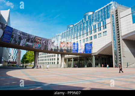 Esplanade, European Parliament, Espace Leopold, Leopold Quarter, Brussels, Belgium Stock Photo