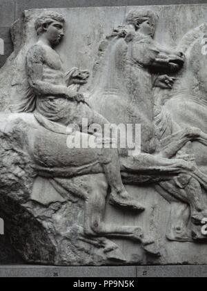 Parthenon. Elgin Marbles. South Frieze. Cavalcade. Detail. Acropolis ...