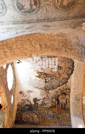 Paintings of the church of Santa María d'Arties, 1580, Artiés, Lérida, Catalonia, Spain. Stock Photo