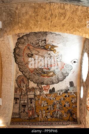 Paintings of the church of Santa María d'Arties, 1580, Artiés, Lérida, Catalonia, Spain. Stock Photo