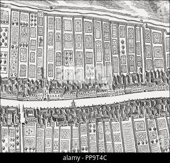 Bird's eye view of the Canongate, Edinburgh, Scotland, after James Gordon of Rothiemay, 17th century Stock Photo