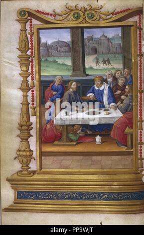 Feast in the House of Simon the Pharisee. Museum: The Huntington, California. Author: Master of Claude de France. Stock Photo