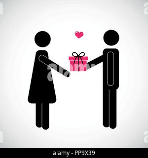 man give a gift to woman pictogram vector illustration EPS10 Stock Vector