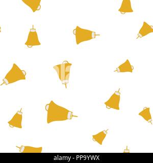 Golden bells seamless pattern. Isolated on a white background. Vector illustration. Stock Vector