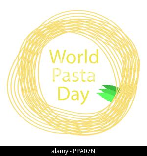 Noodles Circle Frame. Italian Spaghetti, Boiled Pasta. World Pasta Day Stock Vector