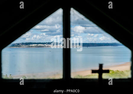 Tenby seen from the Watch Tower on Caldey Island, Pembrokeshire, Wales Stock Photo